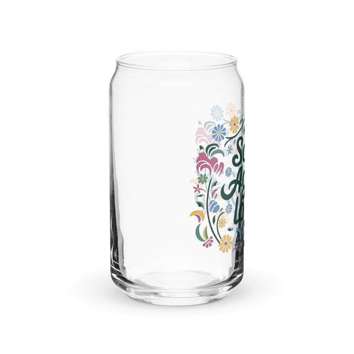 Solo Agua Lo Juro Exclusive Art Piece Can-Shaped Glass Home Office Work Mexican Spanish Pride Gift Cup One-Of-A-Kind Calligraphy Glass | S26 Mexicada