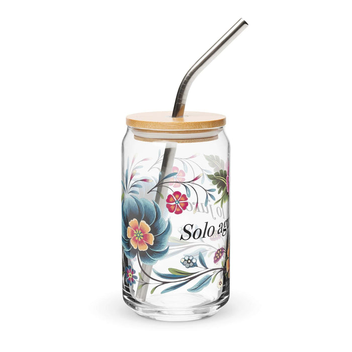 Solo Agua Lo Juro Exclusive Art Piece Can-Shaped Glass Home Office Work Mexican Spanish Pride Gift Cup One-Of-A-Kind Calligraphy Glass | S33 Mexicada