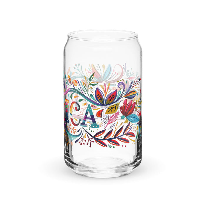 La Toxica Exclusive Art Piece Can-Shaped Glass Home Office Work Mexican Spanish Pride Gift Cup One-Of-A-Kind Calligraphy Glass | L13 Mexicada