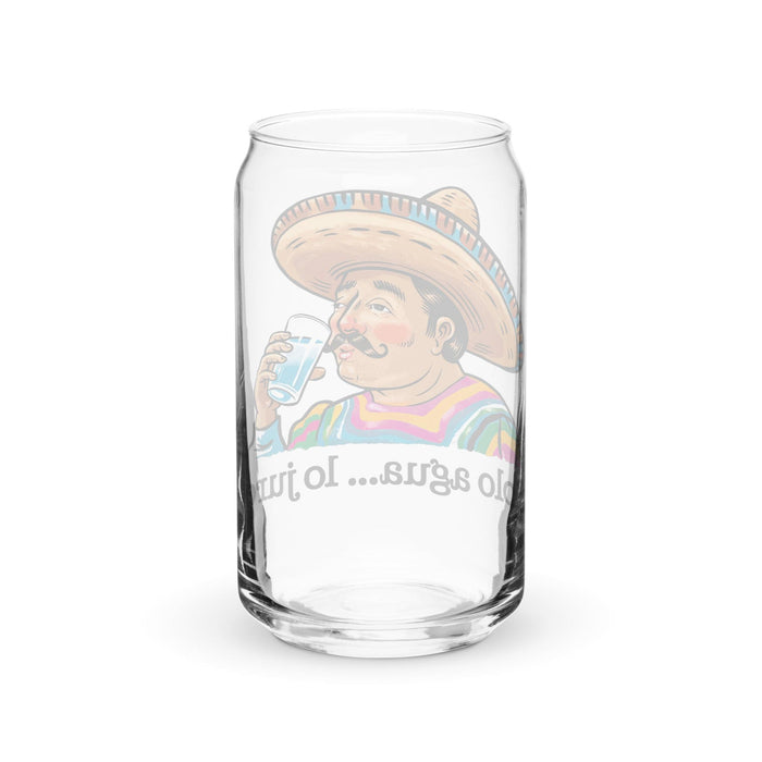 Solo Agua Lo Juro Exclusive Art Piece Can-Shaped Glass Home Office Work Mexican Spanish Pride Gift Cup One-Of-A-Kind Calligraphy Glass | S34 Mexicada