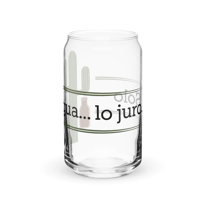 Solo Agua Lo Juro Exclusive Art Piece Can-Shaped Glass Home Office Work Mexican Spanish Pride Gift Cup One-Of-A-Kind Calligraphy Glass | S37 Mexicada