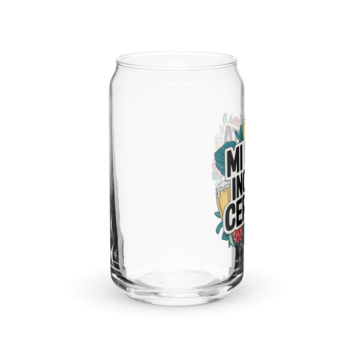 Mi Dieta Incluye Cerveza Exclusive Art Piece Can-Shaped Glass Home Office Work Mexican Spanish Pride Gift Cup One-Of-A-Kind Calligraphy Glass | M4 Mexicada