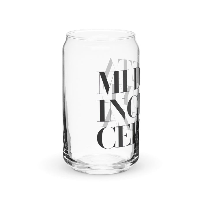 Mi Dieta Incluye Cerveza Exclusive Art Piece Can-Shaped Glass Home Office Work Mexican Spanish Pride Gift Cup One-Of-A-Kind Calligraphy Glass | M12 Mexicada