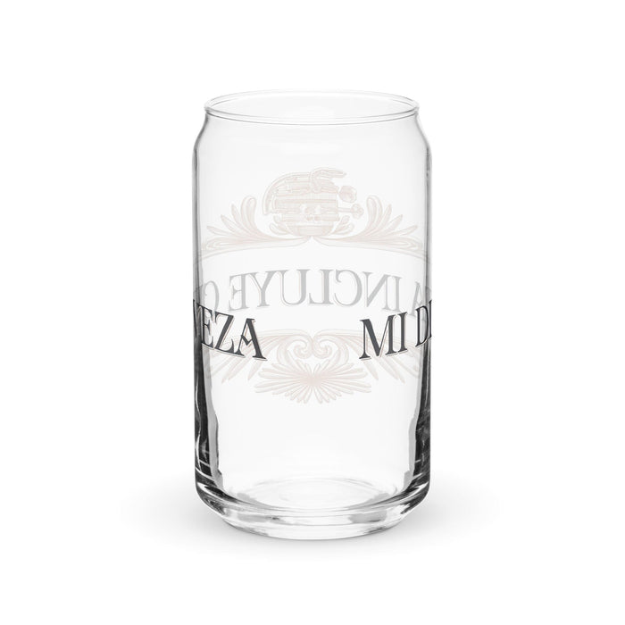 Mi Dieta Incluye Cerveza Exclusive Art Piece Can-Shaped Glass Home Office Work Mexican Spanish Pride Gift Cup One-Of-A-Kind Calligraphy Glass | M19 Mexicada