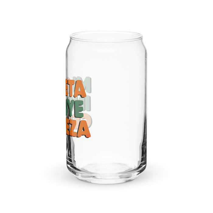 Mi Dieta Incluye Cerveza Exclusive Art Piece Can-Shaped Glass Home Office Work Mexican Spanish Pride Gift Cup One-Of-A-Kind Calligraphy Glass | M21 Mexicada