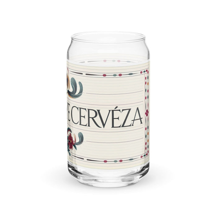 Mi Dieta Incluye Cerveza Exclusive Art Piece Can-Shaped Glass Home Office Work Mexican Spanish Pride Gift Cup One-Of-A-Kind Calligraphy Glass | M35 Mexicada