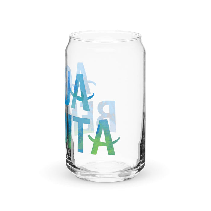 Agua Bendita Exclusive Art Piece Can-Shaped Glass Home Office Work Mexican Spanish Pride Gift Cup One-Of-A-Kind Calligraphy Glass | A17 Mexicada