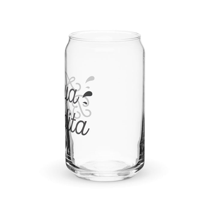 Agua Bendita Exclusive Art Piece Can-Shaped Glass Home Office Work Mexican Spanish Pride Gift Cup One-Of-A-Kind Calligraphy Glass | A23 Mexicada