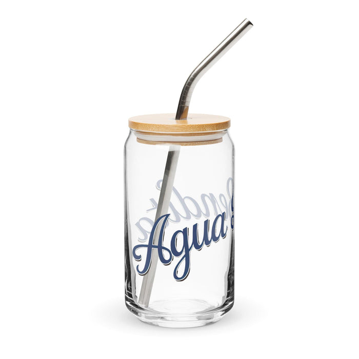 Agua Bendita Exclusive Art Piece Can-Shaped Glass Home Office Work Mexican Spanish Pride Gift Cup One-Of-A-Kind Calligraphy Glass | A24 Mexicada