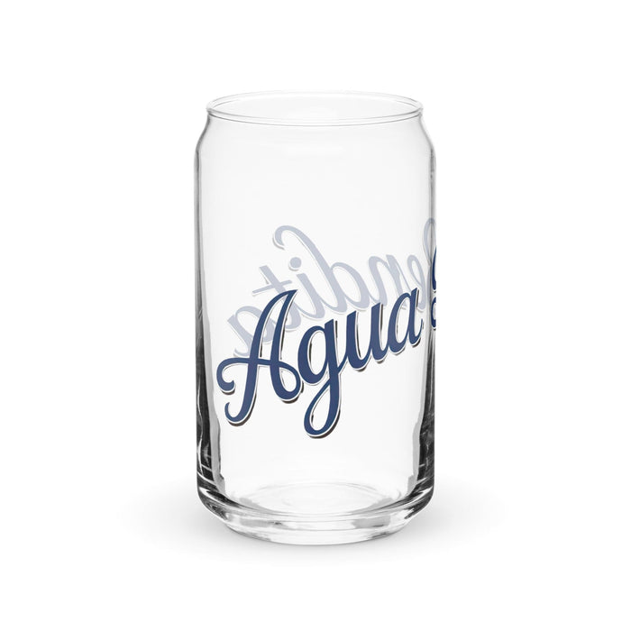 Agua Bendita Exclusive Art Piece Can-Shaped Glass Home Office Work Mexican Spanish Pride Gift Cup One-Of-A-Kind Calligraphy Glass | A24 Mexicada