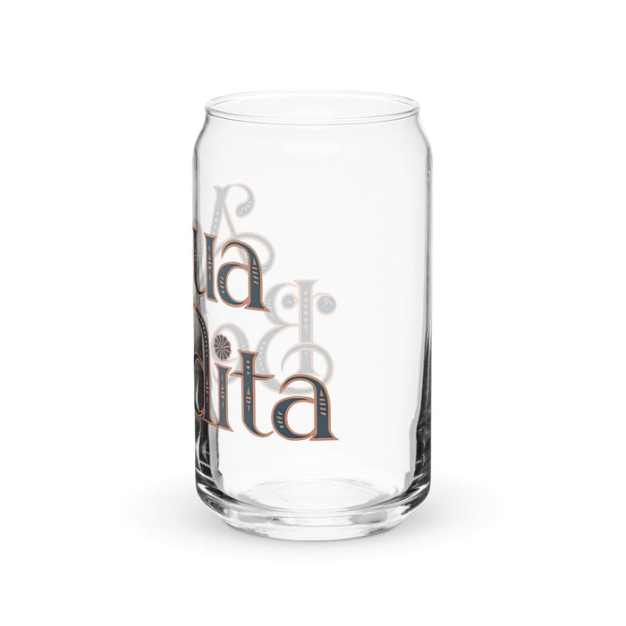 Agua Bendita Exclusive Art Piece Can-Shaped Glass Home Office Work Mexican Spanish Pride Gift Cup One-Of-A-Kind Calligraphy Glass | A31 Mexicada