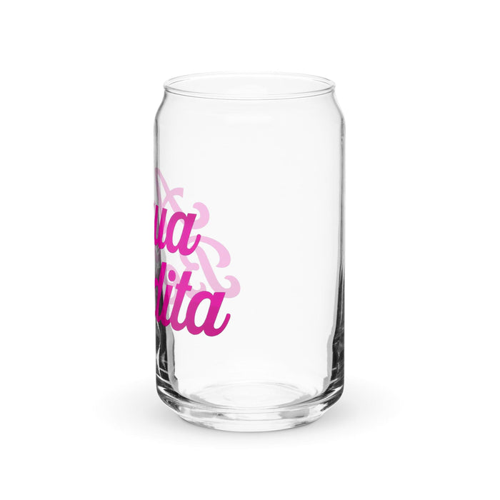 Agua Bendita Exclusive Art Piece Can-Shaped Glass Home Office Work Mexican Spanish Pride Gift Cup One-Of-A-Kind Calligraphy Glass | A34 Mexicada