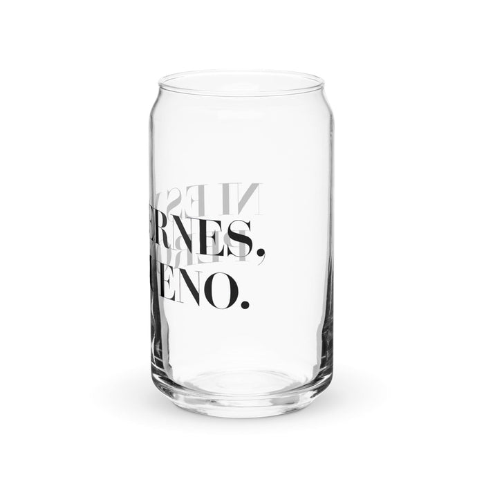 Ni Es Viernes, Pero Bueno Exclusive Art Piece Can-Shaped Glass Home Office Work Mexican Spanish Pride Gift Cup One-Of-A-Kind Calligraphy Glass | N11 Mexicada