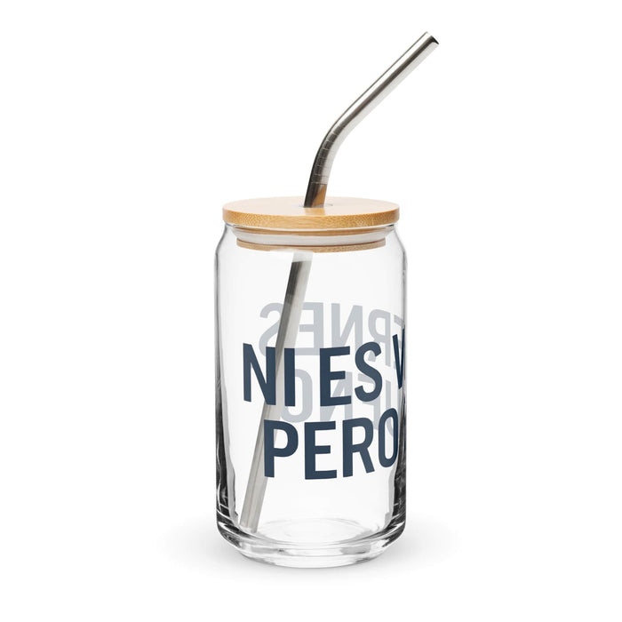 Ni Es Viernes, Pero Bueno Exclusive Art Piece Can-Shaped Glass Home Office Work Mexican Spanish Pride Gift Cup One-Of-A-Kind Calligraphy Glass | N21 Mexicada