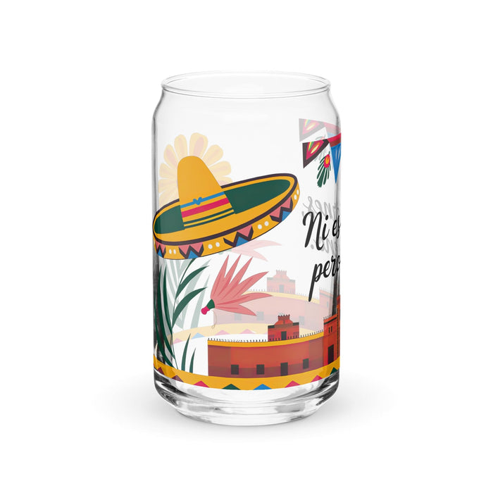 Ni Es Viernes, Pero Bueno Exclusive Art Piece Can-Shaped Glass Home Office Work Mexican Spanish Pride Gift Cup One-Of-A-Kind Calligraphy Glass | N26 Mexicada