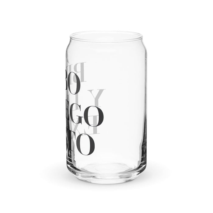 Bebo Y Luego Existo Exclusive Art Piece Can-Shaped Glass Home Office Work Mexican Spanish Pride Gift Cup One-Of-A-Kind Calligraphy Glass | B23 Mexicada