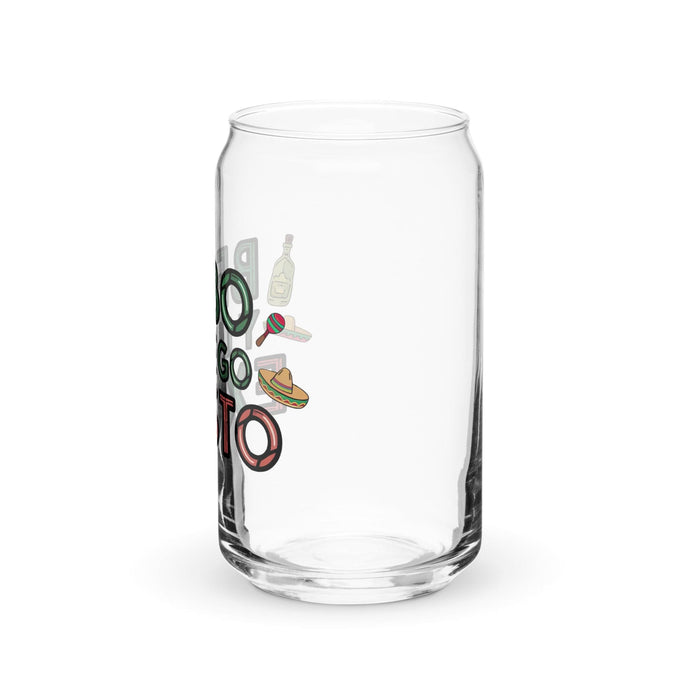 Bebo Y Luego Existo Exclusive Art Piece Can-Shaped Glass Home Office Work Mexican Spanish Pride Gift Cup One-Of-A-Kind Calligraphy Glass | B25 Mexicada