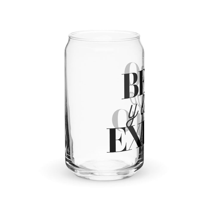 Bebo Y Luego Existo Exclusive Art Piece Can-Shaped Glass Home Office Work Mexican Spanish Pride Gift Cup One-Of-A-Kind Calligraphy Glass | B26 Mexicada