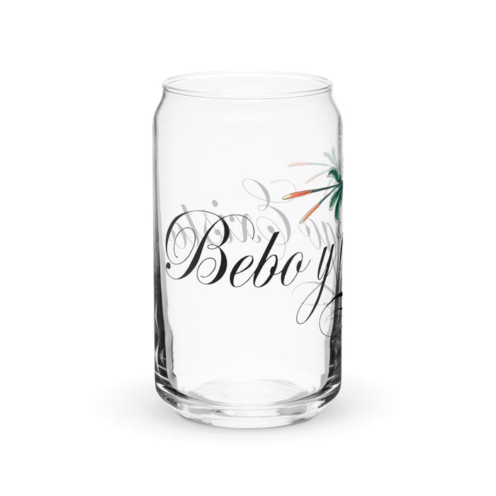 Bebo Y Luego Existo Exclusive Art Piece Can-Shaped Glass Home Office Work Mexican Spanish Pride Gift Cup One-Of-A-Kind Calligraphy Glass | B30 Mexicada