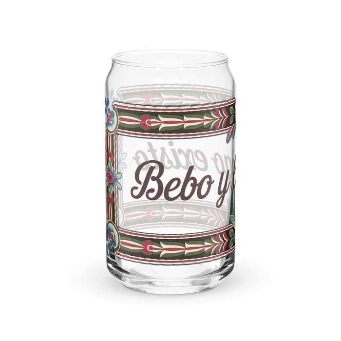 Bebo Y Luego Existo Exclusive Art Piece Can-Shaped Glass Home Office Work Mexican Spanish Pride Gift Cup One-Of-A-Kind Calligraphy Glass | B31 Mexicada