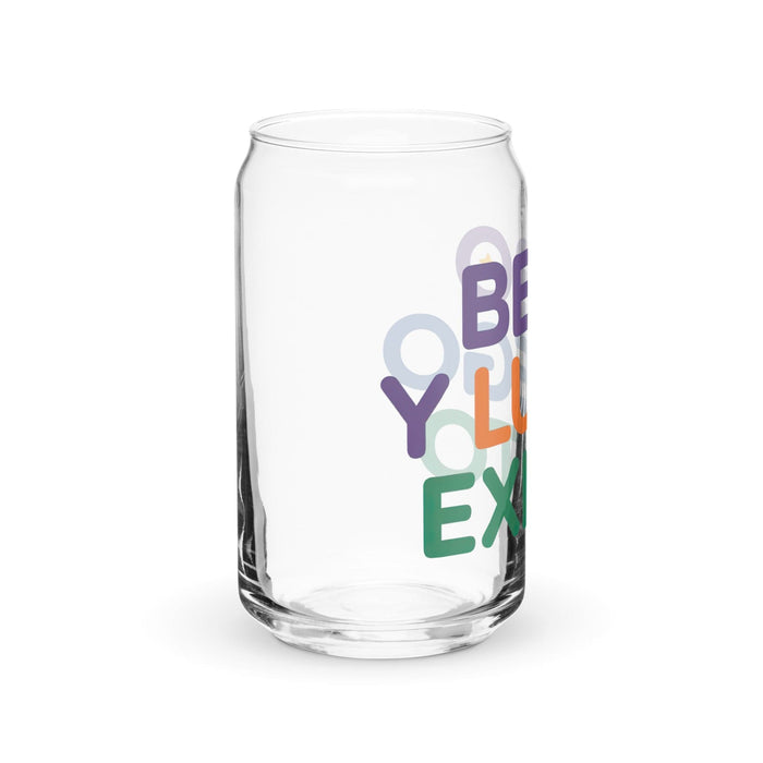 Bebo Y Luego Existo Exclusive Art Piece Can-Shaped Glass Home Office Work Mexican Spanish Pride Gift Cup One-Of-A-Kind Calligraphy Glass | B33 Mexicada