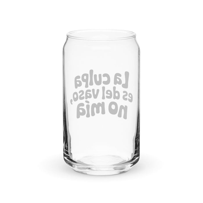 La Culpa Es Del Vaso, No Mía Exclusive Art Piece Can-Shaped Glass Home Office Work Mexican Spanish Pride Gift Cup One-Of-A-Kind Calligraphy Glass | L8 Mexicada