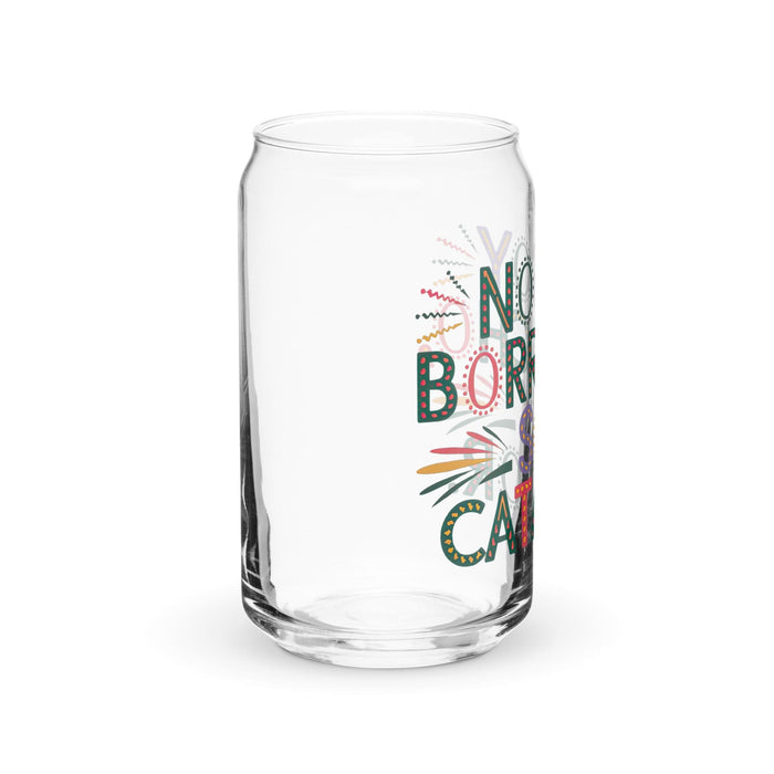 No Soy Borracho, Soy Catador Exclusive Art Piece Can-Shaped Glass Home Office Work Mexican Spanish Pride Gift Cup One-Of-A-Kind Calligraphy Glass | N30 Mexicada