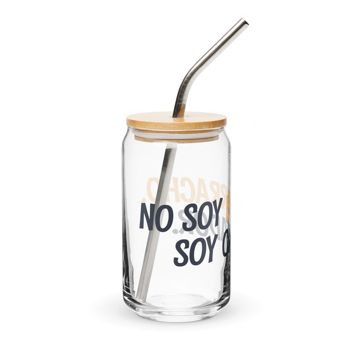 No Soy Borracho, Soy Catador Exclusive Art Piece Can-Shaped Glass Home Office Work Mexican Spanish Pride Gift Cup One-Of-A-Kind Calligraphy Glass | N31 Mexicada