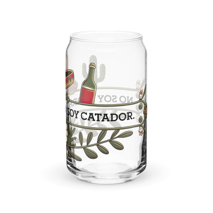 No Soy Borracho, Soy Catador Exclusive Art Piece Can-Shaped Glass Home Office Work Mexican Spanish Pride Gift Cup One-Of-A-Kind Calligraphy Glass | N33 Mexicada