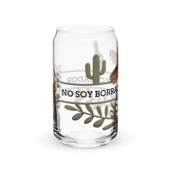 No Soy Borracho, Soy Catador Exclusive Art Piece Can-Shaped Glass Home Office Work Mexican Spanish Pride Gift Cup One-Of-A-Kind Calligraphy Glass | N33 Mexicada