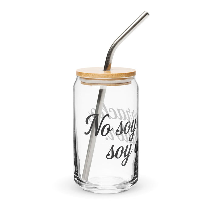 No Soy Borracho, Soy Catador Exclusive Art Piece Can-Shaped Glass Home Office Work Mexican Spanish Pride Gift Cup One-Of-A-Kind Calligraphy Glass | N38 Mexicada