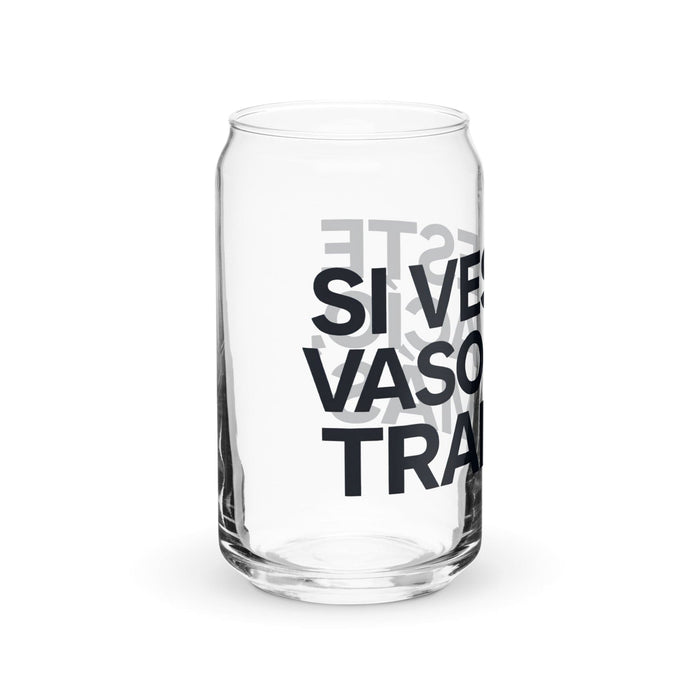 Si Ves Este Vaso Vacío, Trae Más Exclusive Art Piece Can-Shaped Glass Home Office Work Mexican Spanish Pride Gift Cup One-Of-A-Kind Calligraphy Glass | S3 Mexicada