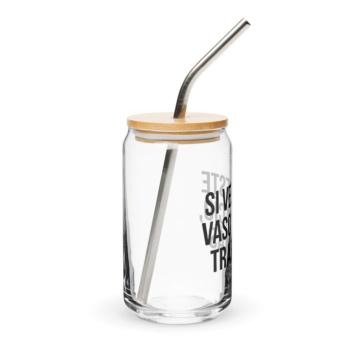 Si Ves Este Vaso Vacío, Trae Más Exclusive Art Piece Can-Shaped Glass Home Office Work Mexican Spanish Pride Gift Cup One-Of-A-Kind Calligraphy Glass | S4 Mexicada