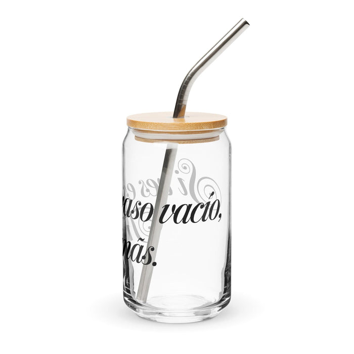 Si Ves Este Vaso Vacío, Trae Más Exclusive Art Piece Can-Shaped Glass Home Office Work Mexican Spanish Pride Gift Cup One-Of-A-Kind Calligraphy Glass | S33 Mexicada