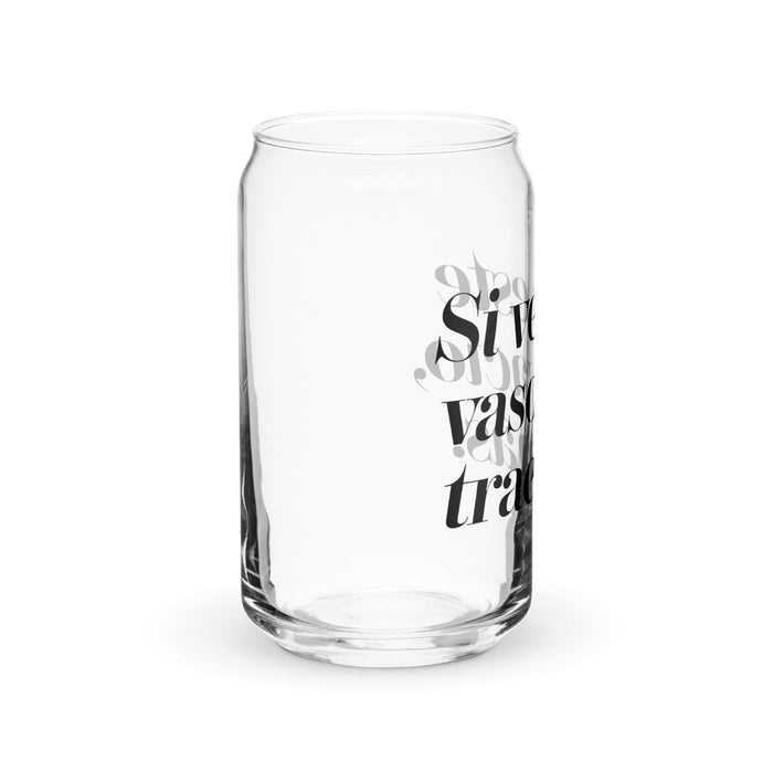 Si Ves Este Vaso Vacío, Trae Más Exclusive Art Piece Can-Shaped Glass Home Office Work Mexican Spanish Pride Gift Cup One-Of-A-Kind Calligraphy Glass | S36 Mexicada