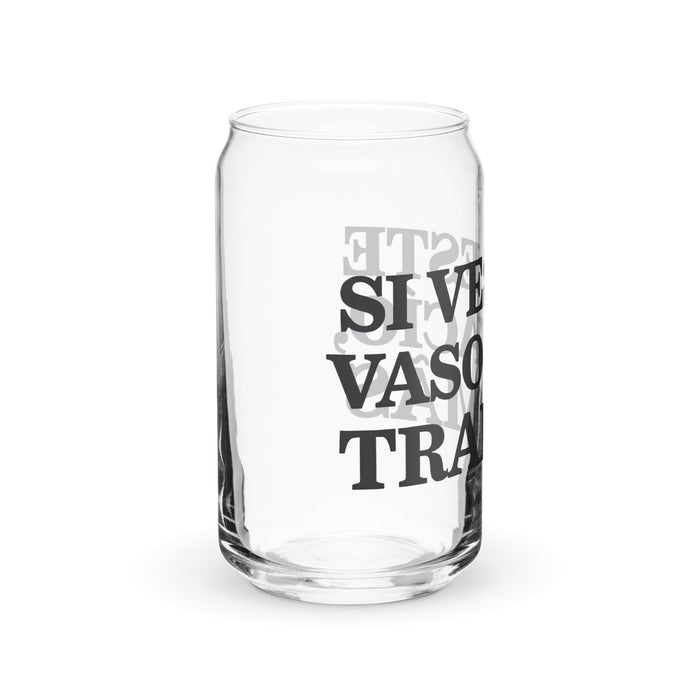 Si Ves Este Vaso Vacío, Trae Más Exclusive Art Piece Can-Shaped Glass Home Office Work Mexican Spanish Pride Gift Cup One-Of-A-Kind Calligraphy Glass | S51 Mexicada