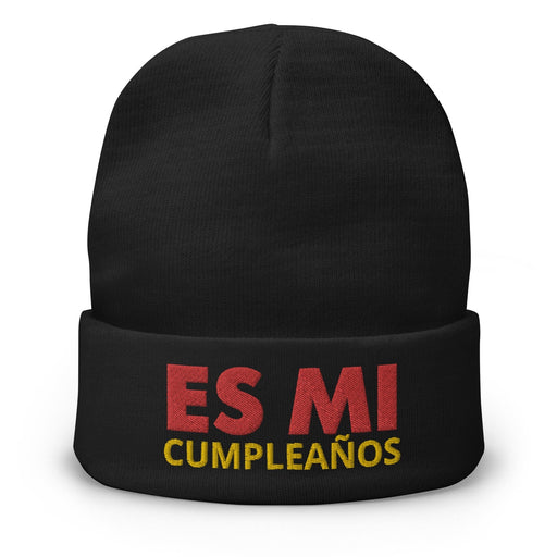 Embroidered Es Mi Cumpleanos It's My Birthday Funny Party Supplies Beanie Mexicada Black