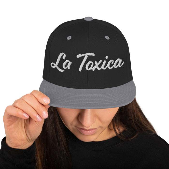 Embroidered La Toxica Spanish Mexican Bingo Game Funny Toxic Snapback Hat Mexicada Black/ Silver