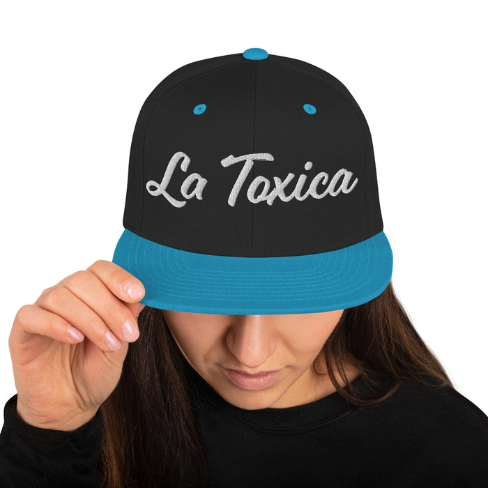 Embroidered La Toxica Spanish Mexican Bingo Game Funny Toxic Snapback Hat Mexicada Black/ Teal