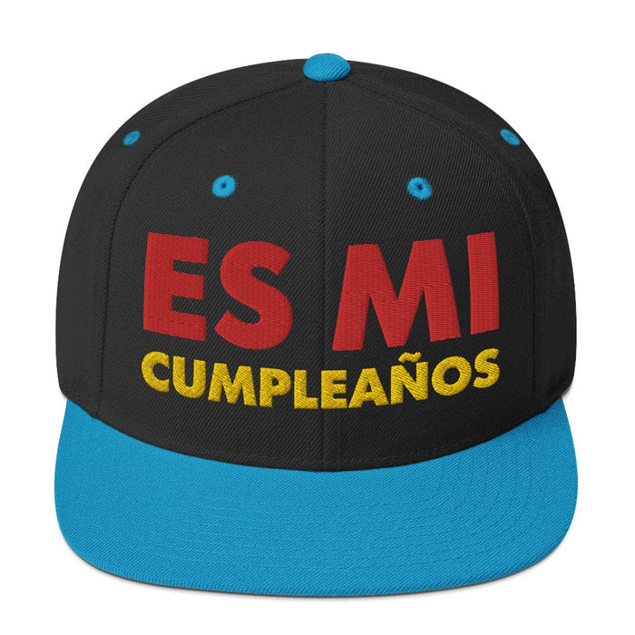 Embroidered Es Mi Cumpleanos It's My Birthday Funny Party Supplies Snapback Hat Mexicada Black/ Teal