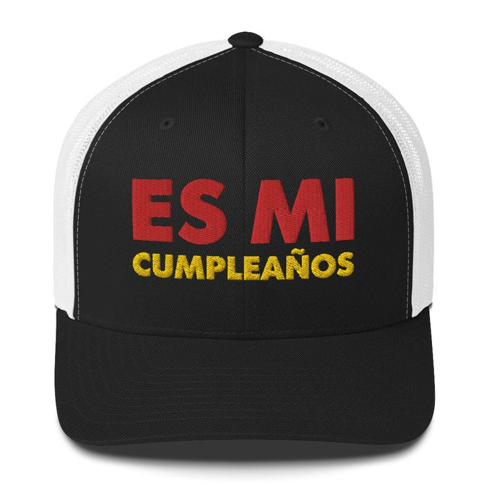 Embroidered Es Mi Cumpleanos It's My Birthday Funny Party Supplies Retro Trucker Hat Mexicada Black/ White