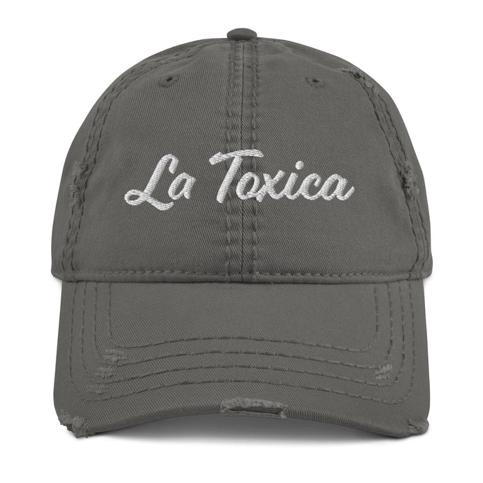 Embroidered La Toxica Spanish Mexican Bingo Game Funny Toxic Distressed Dad Hat Mexicada Charcoal Grey