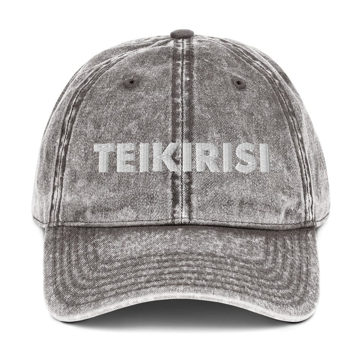 Embroidered Teikirisi - Take It Easy Funny Spanish Saying Vintage Twill Cap Mexicada Charcoal Grey