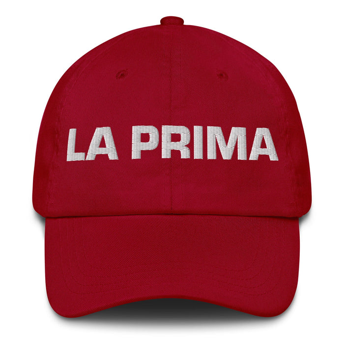 La Prima The Cousin (Female) / The Cousin (Male) Mexican Spanish Pride Gift Regalo Dad Hat Mexicada Cranberry