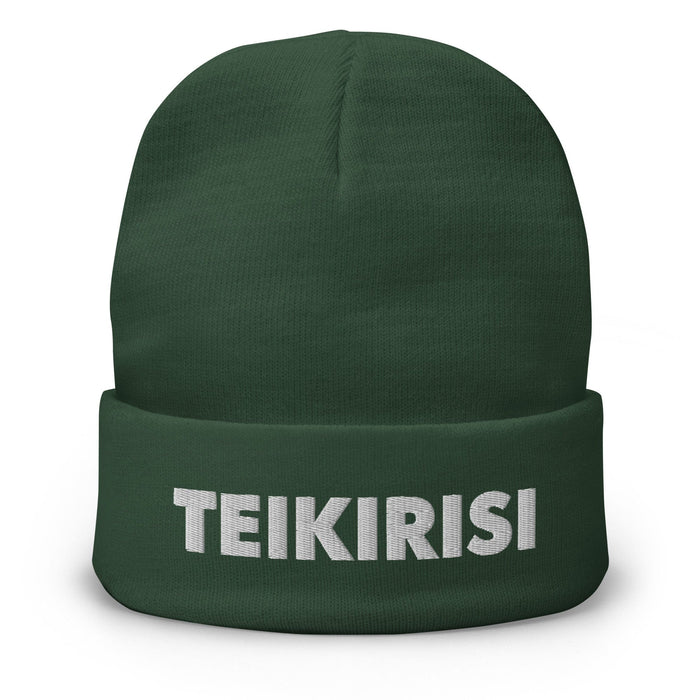 Embroidered Teikirisi - Take It Easy Funny Spanish Saying Phrase Slang Beanie Mexicada Dark green