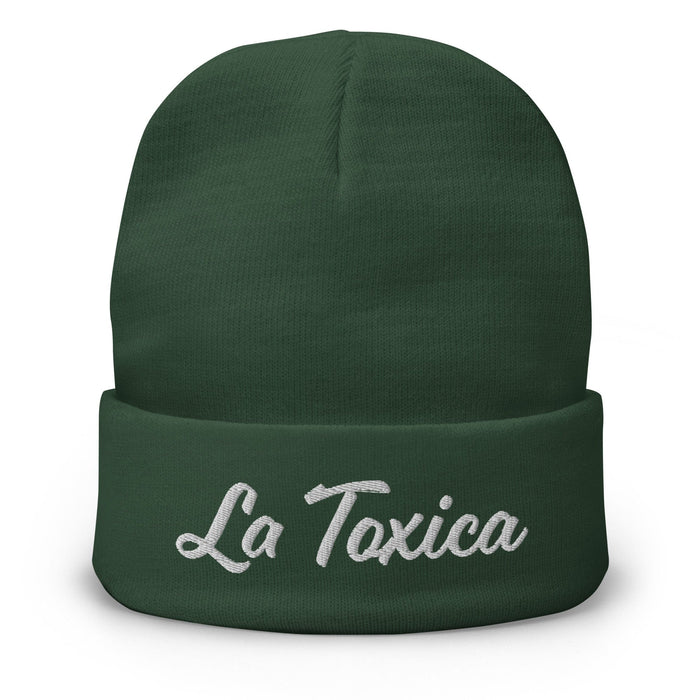 Embroidered La Toxica Spanish Mexican Bingo Game Sarcastic Funny Toxic Beanie Mexicada Dark green