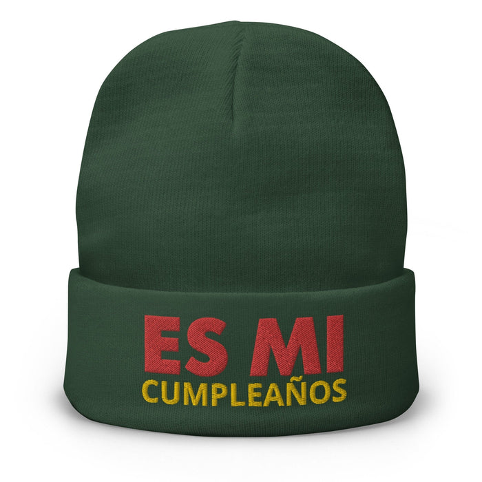 Embroidered Es Mi Cumpleanos It's My Birthday Funny Party Supplies Beanie Mexicada Dark green