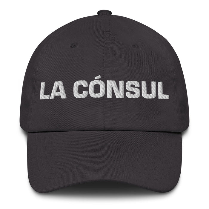 La Cónsul The Consul Mexican Spanish Pride Gift Regalo Dad Hat Mexicada Dark Grey