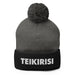 Embroidered Teikirisi - Take It Easy Funny Spanish Saying Phrase Pom-Pom Beanie Mexicada Dark Heather Grey/ Black