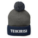 Embroidered Teikirisi - Take It Easy Funny Spanish Saying Phrase Pom-Pom Beanie Mexicada Dark Heather Grey/ Navy